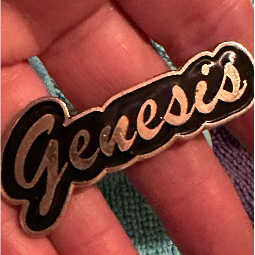 GENESIS vintage concert pin made in England original spinning gold